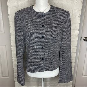 Jones New York Black White Padded Shoulders Blazer 10